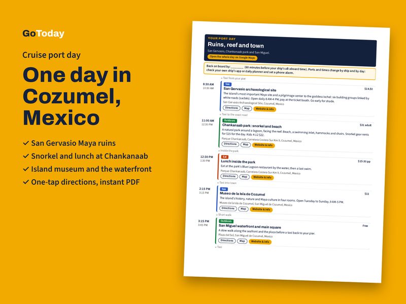 Cover of the Cozumel Cruise Port Day Plan