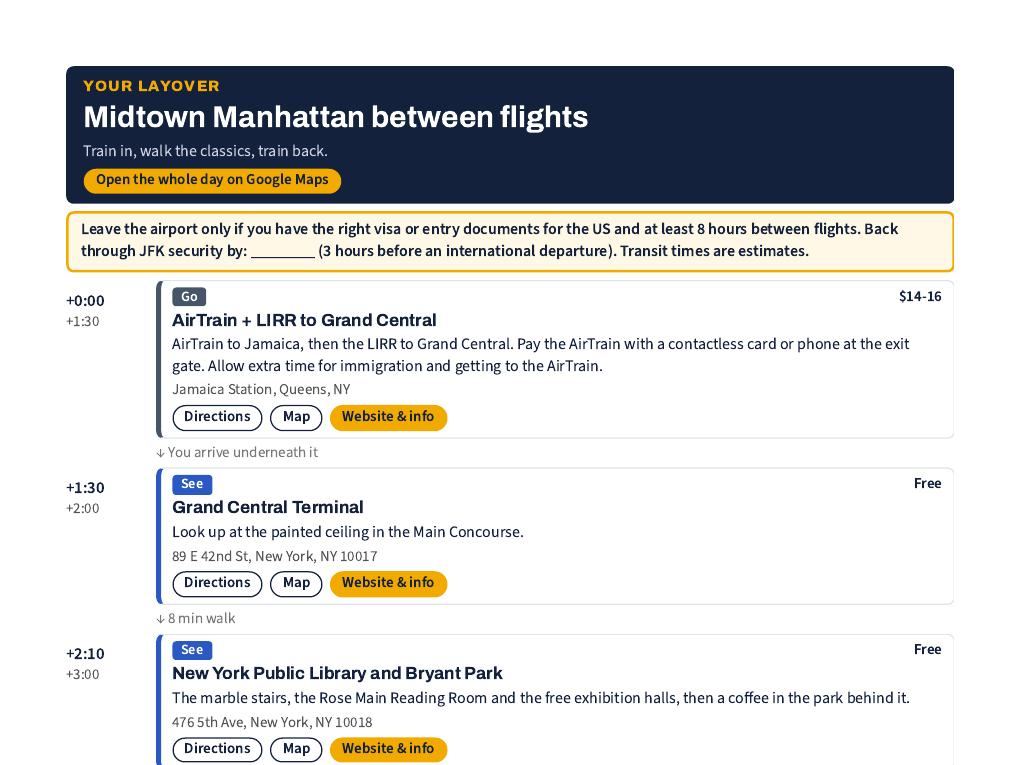 Page 3 of 5 of the JFK Layover Plan: 8-12 Hours in New York City (Your layover): Midtown Manhattan between flights