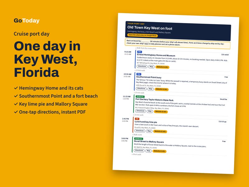 Cover of the Key West Cruise Port Day Plan